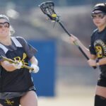 Bonnie Lauman and Kailey Posea during a lacrosse practice at Riverside Military Academy on Friday, Jan. 26, 2018 in Gainesville, Ga. (AJ Reynolds/Brenau University)