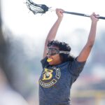 Sydney Brazle reacts after scoring during a lacrosse practice at Riverside Military Academy on Friday, Jan. 26, 2018 in Gainesville, Ga. (AJ Reynolds/Brenau University)