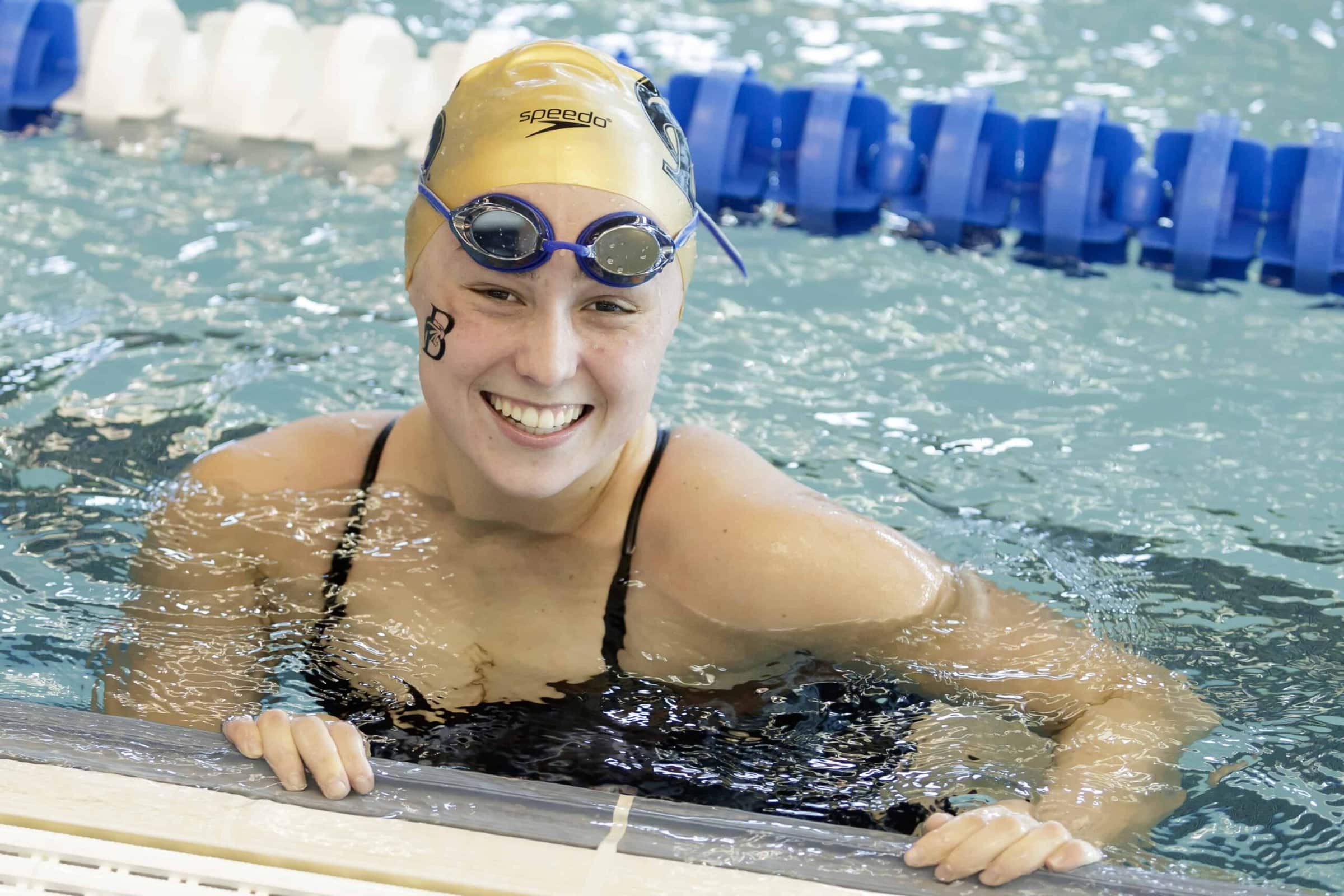 Brenau's Haley Bartoletta a freshman from Jefferson, Ga., poses for a photo during the Appalachian Athletic Conference Swimming & Diving Championship Meet on Friday, Feb. 9, 2019 in Kingsport, Tenn. (AJ Reynolds/Brenau University)