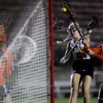 Brenau's Cora Wallace, a freshman from Cumming, Ga., shoots on goal during the first Brenau lacrosse match against Georgetown College on Friday, Feb. 9, 2018 in Gainesville, Ga. (AJ Reynolds/Brenau University)