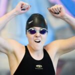 Swimmer celebrates