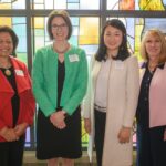 From left: Women's College Coalition President Michele Ozumba, Colloquium Keynote Speaker Kim Powell , Brenau Alumni Association Endowed Speaker Qing Cao, and Dean of The Women's College Debra Dobkins. (AJ Reynolds/Brenau University)