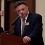 Jay Andrews emcees during the Masters of Teaching: Life Changers at Work on Wednesday, March 21, 2018. (AJ Reynolds/Brenau University)
