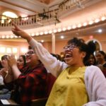 Students cheer during Honors Convocation.