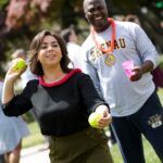 Jordyn De La Rosa plays a game during Ed Schrader Day.