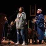 Anna Feng sings during Honors Convocation.