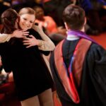 Sara Sharples and Annie Fox hug as they both receive the Outstanding Graduating Senior in Dance awards during the Brenau University Honors Convocation on Thursday, April 12, 2018. (AJ Reynolds/Brenau University)