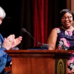 Cierra Franklin receives the Algernon Sydney Sullivan Scholarship during the Brenau University Honors Convocation on Thursday