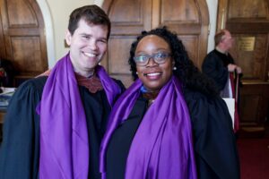 John Streit and Madia Cooper Ashirifi pose for a photo during the Brenau University Honors Convocation on Thursday, April 12, 2018. 