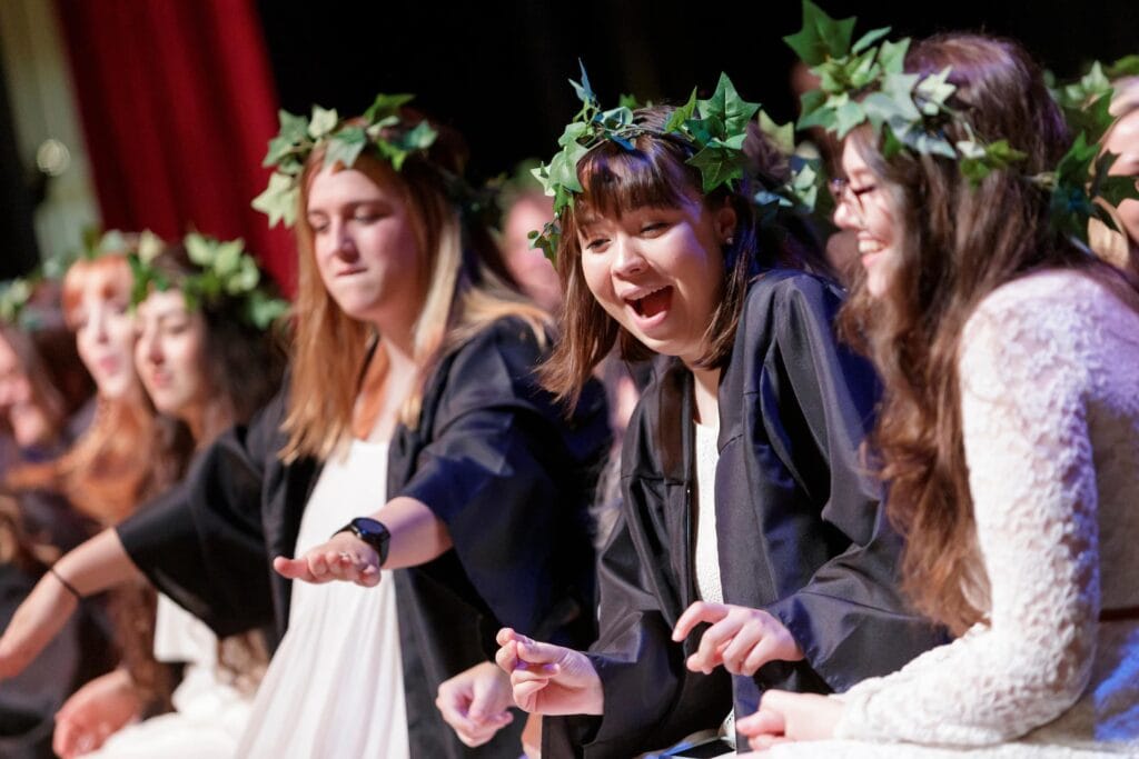 Students laughing.