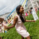 Lauren Hughes wraps the Maypole (AJ Reynolds/Brenau University)