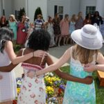 Members of the Alpha Delta Pi sorority sing songs during the sorority open house of the Alumnae Reunion Weekend & May Day at Brenau University Saturday, April 14, 2018, in Gainesville, Ga. Photo by Jason Getz / Brenau University
