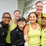 Brenau tennis players pose for a photo after winning the final round of the AAC Women's Tennis Championship. (AJ Reynolds/Brenau University)