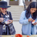 Participants try felting during the arts showcase.