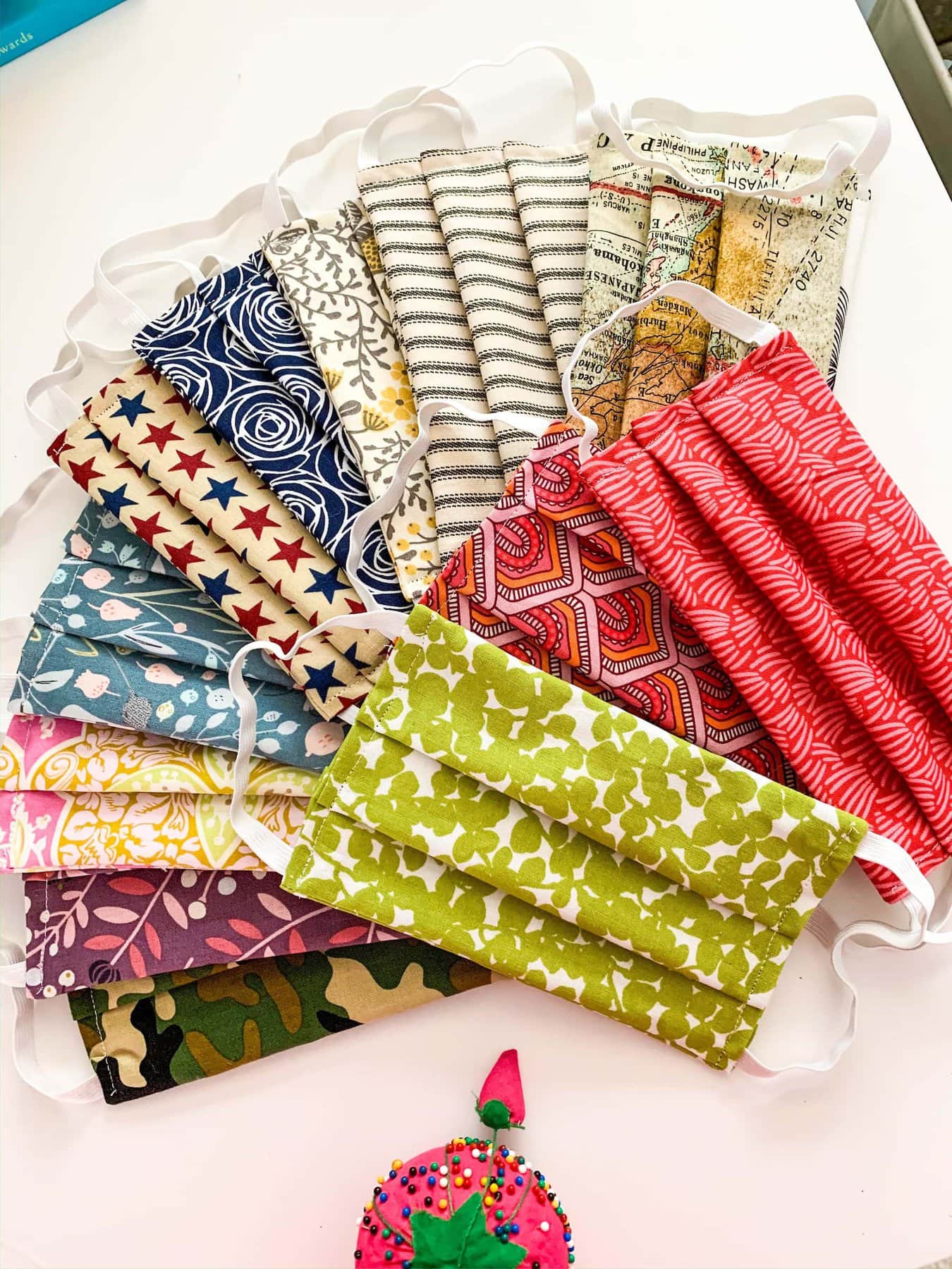 Array of brightly colored masks
