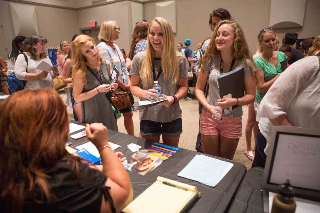 Students checking in