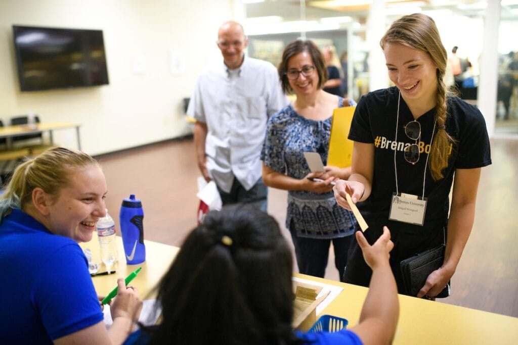Student collects key from housing