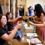 Students at information table