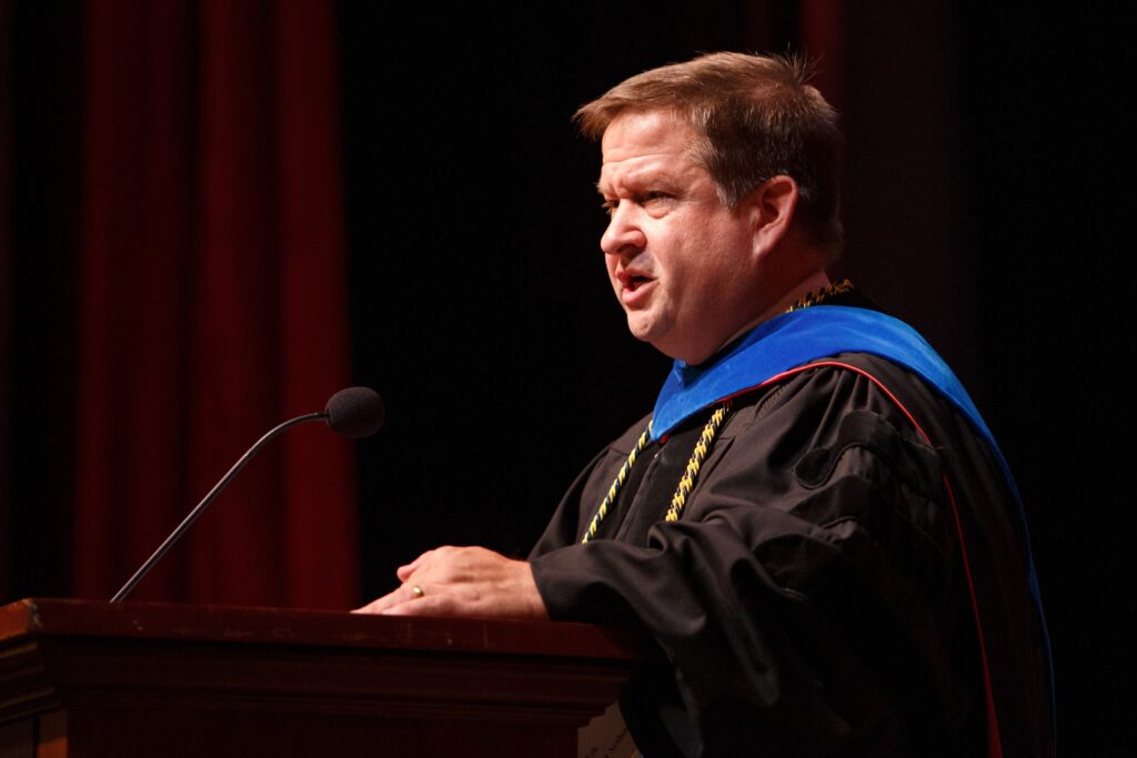 Jim Eck giving a speech