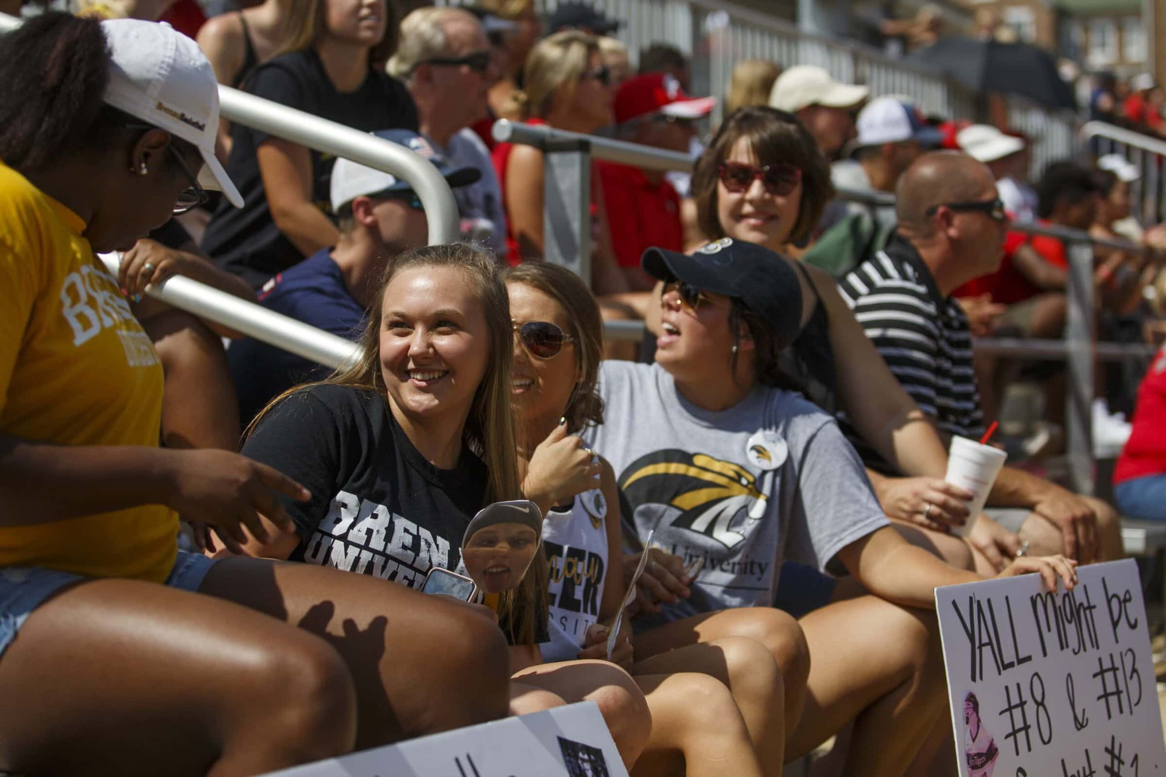Brenau students enjoy the festivities as Brenau and the University of Georgia softball teams play an exhibition doubleheader at Pacolet Milliken Field at the Ernest Ledford Grindle Athletics Park on Saturday, Sept. 22, 2018. (AJ Reynolds/Brenau University)