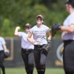 Player in outfield with glove