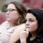 Students listen intently during Claudia Wilburn's lecture