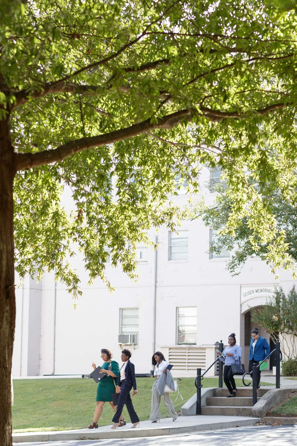 Participants make their way across campus for the 16th annual Brenau University Mock Mediation Invitational tournament. (AJ Reynolds/Brenau University)