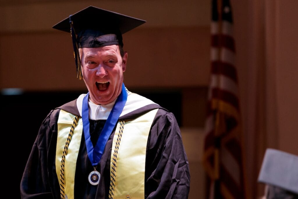 student with shocked expression