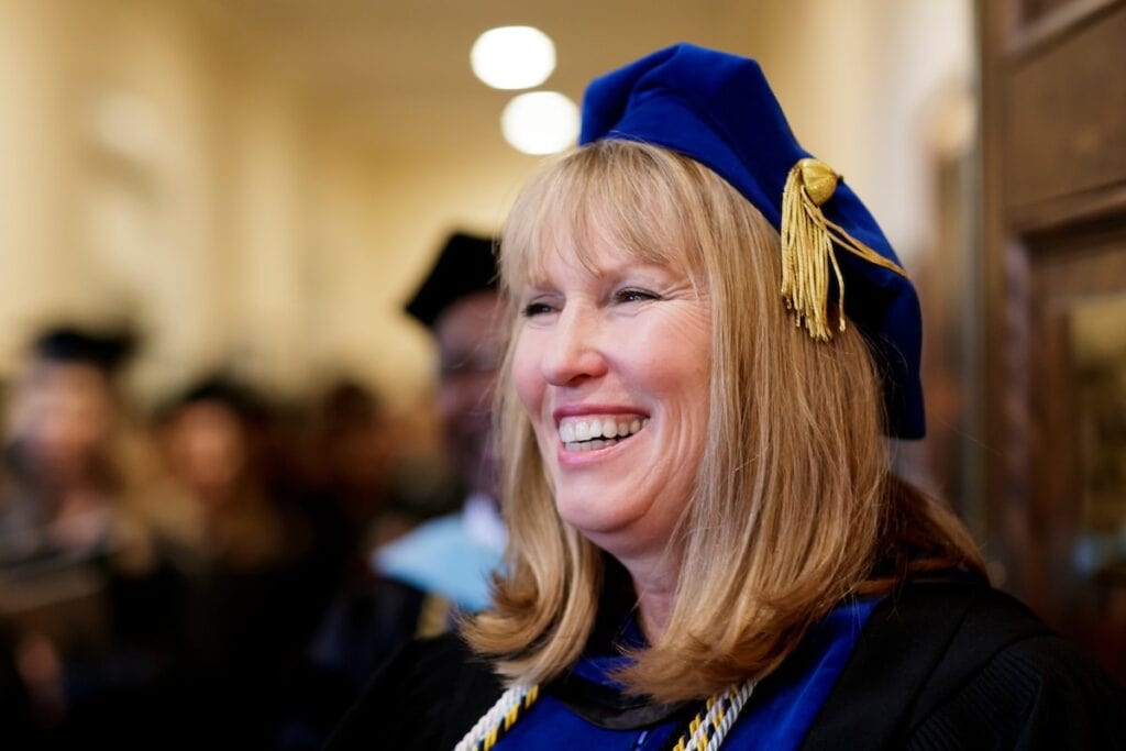 Dr. Dobkins in graduation regalia