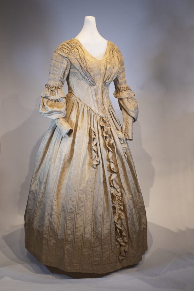 1840s Silk Fan-Front Dress