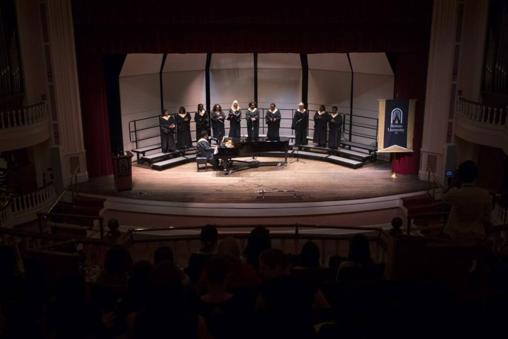 Brenau's gospel choir provided music and song during this year's Martin Luther King Jr. Convocation. 3