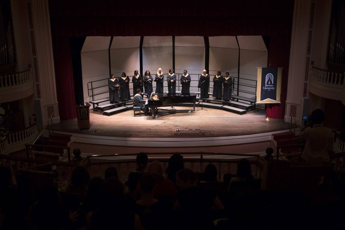 Brenau's gospel choir provided music and song during this year's Martin Luther King Jr. Convocation. 3