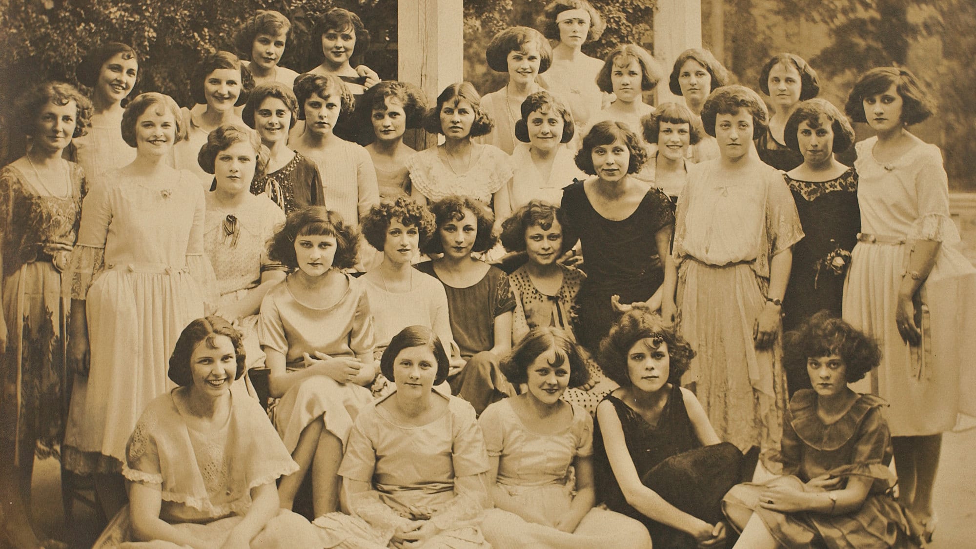 Women's College students pose in a historic photo