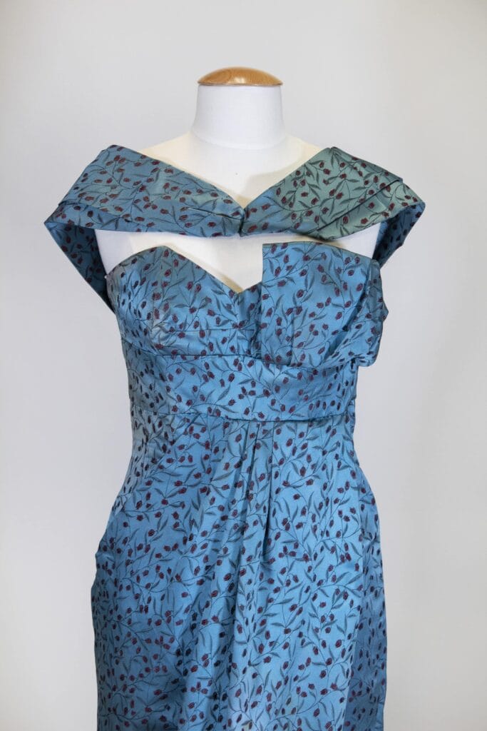 1950s Silk Damask Evening Gown & Stole