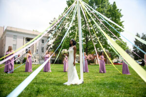 The 2019 May Court at the may pole