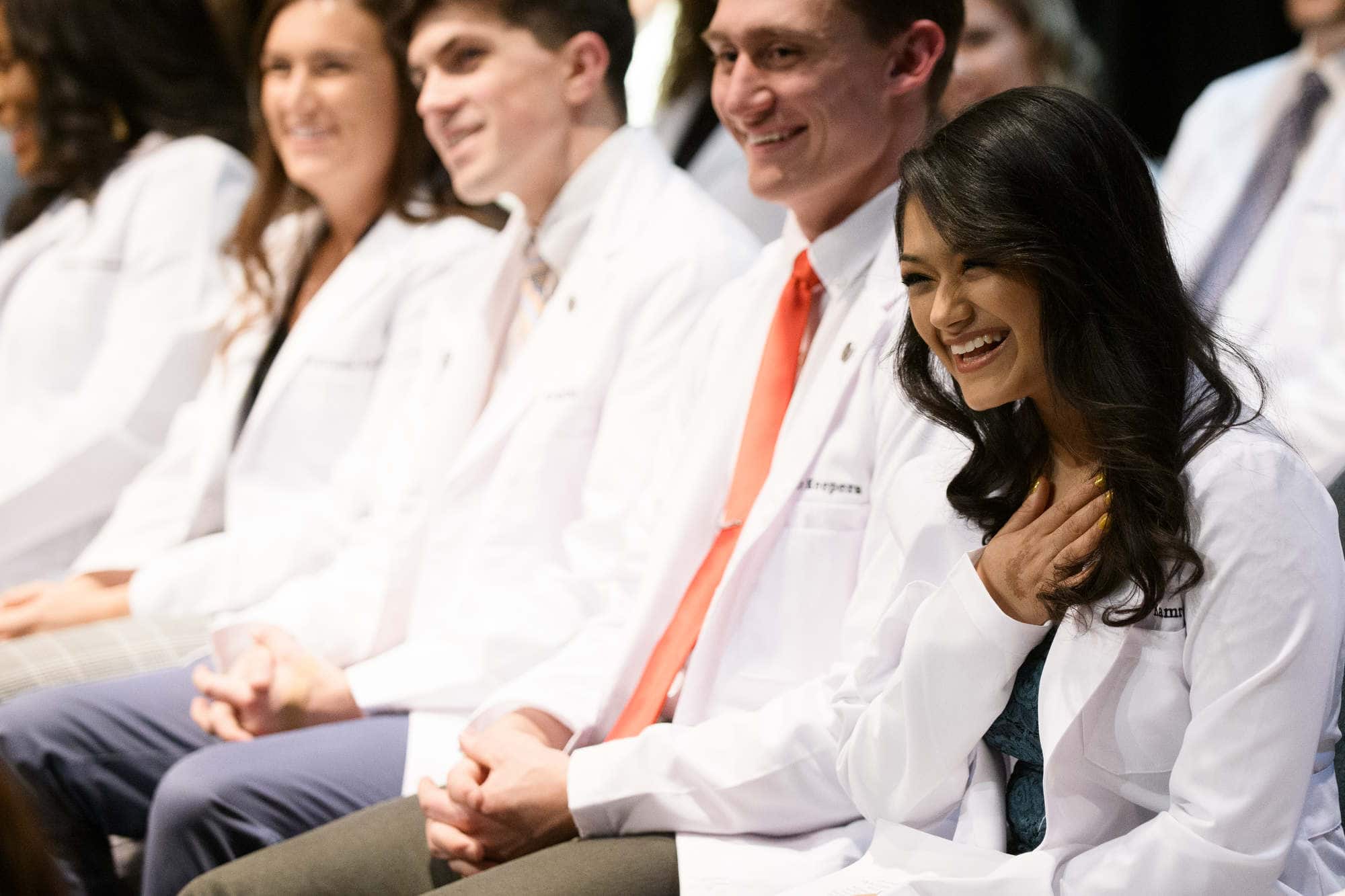 Physical therapy students at a white coat ceremony