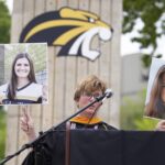 A professor speaks at the ceremony.