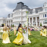 Students wrap the May Pole at Alumni Reunion Weekend 2022