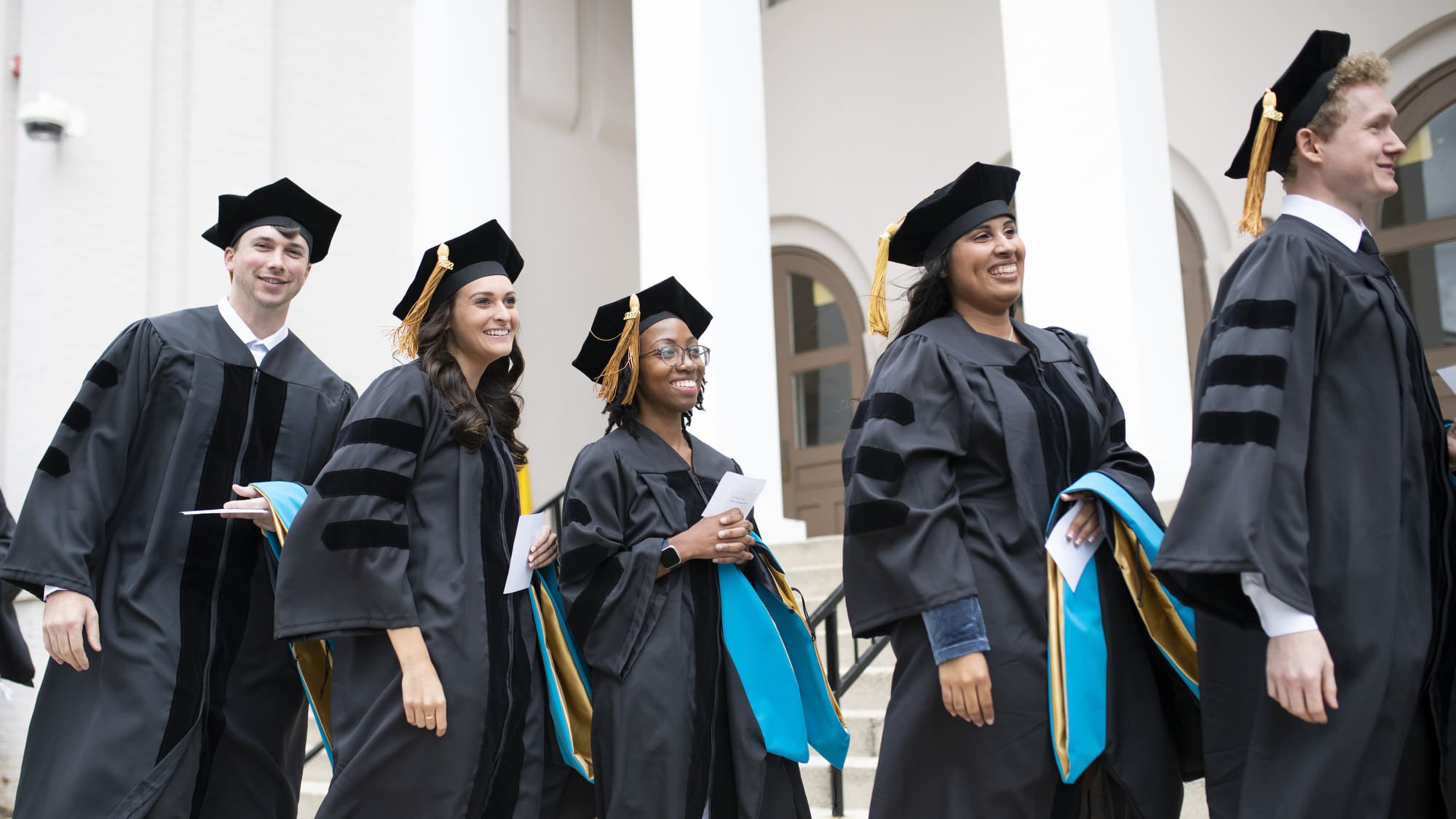 Students in a line during a graduation ceremony