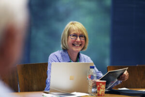Linda Kern during her presentation at Oxford University.