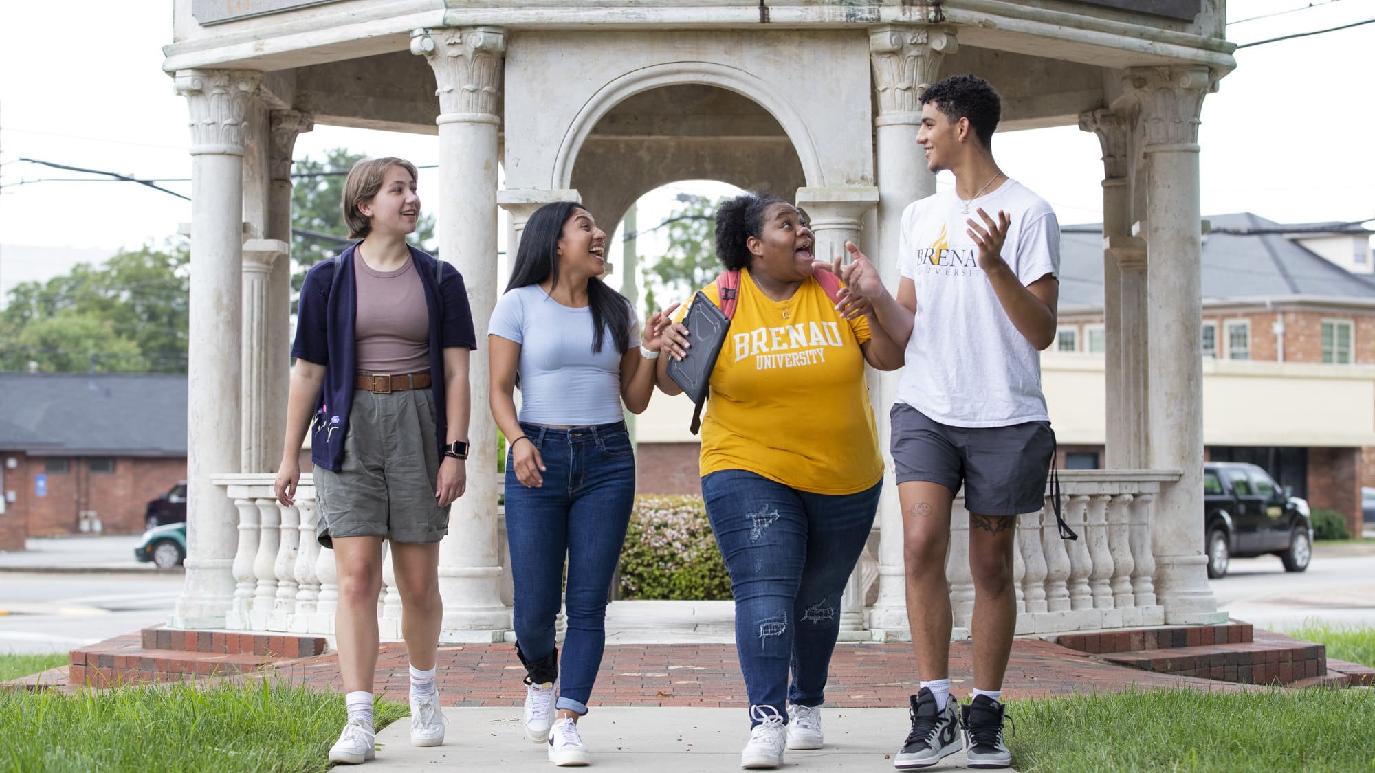 Students walk on campus