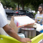 Student athletes help move new students into the residence halls.