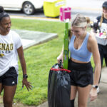 Students move their belongings into the residence halls.