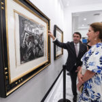 Guests examine some of the Picasso artwork