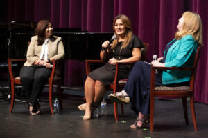 Rosi Ponce, Pamela Castillo Barahona, and Debra Dobkins during the Q&A session.