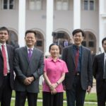 Delegates from Anhui Normal University in Wuhu, China, smile during the 2018 Spring Commencement Ceremony on Saturday, May 5, on Brenau University's historic Gainesville campus. (Nick Bowman for Brenau University)