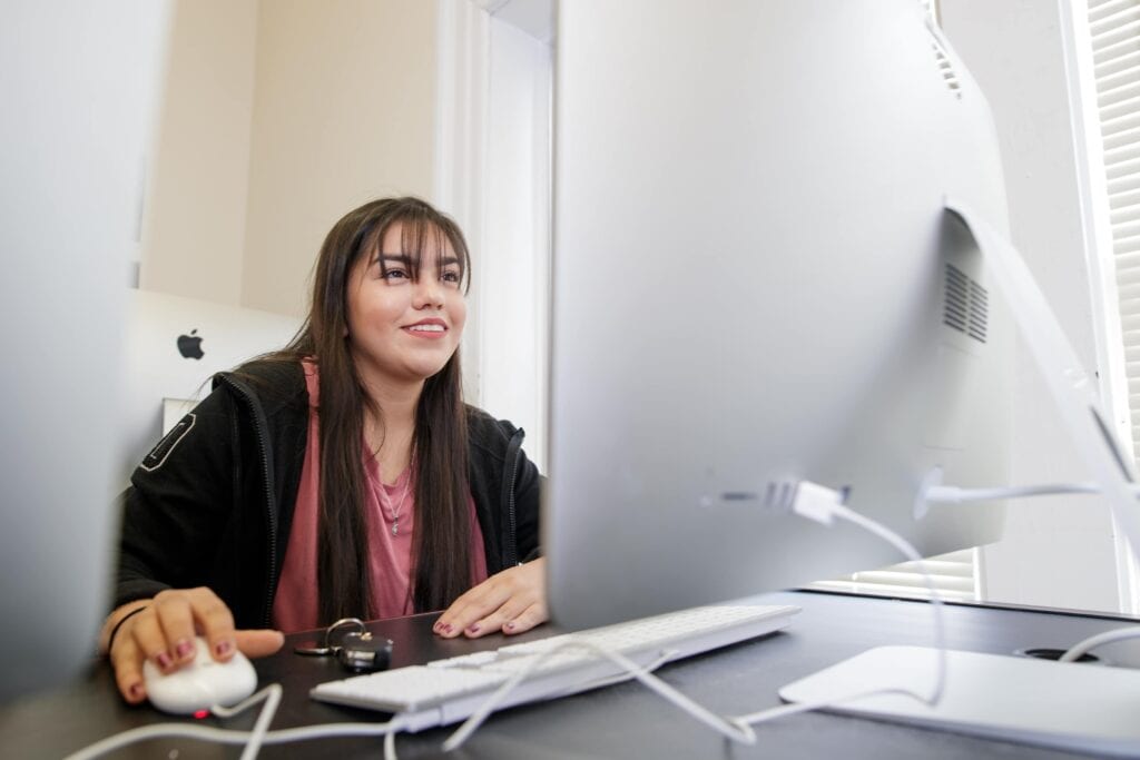 Student at a computer