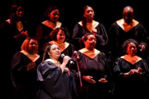 Portia Burns performs in Gospel Choir