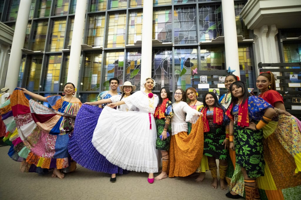 Panamanian students in traditional dress at the Burd Center