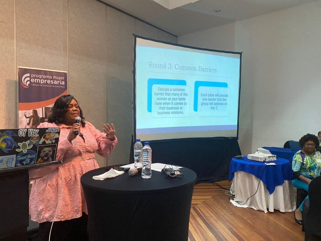 Dr. Shatrela Washington-Hubbard speaks at the Impulsa program in Costa Rica.